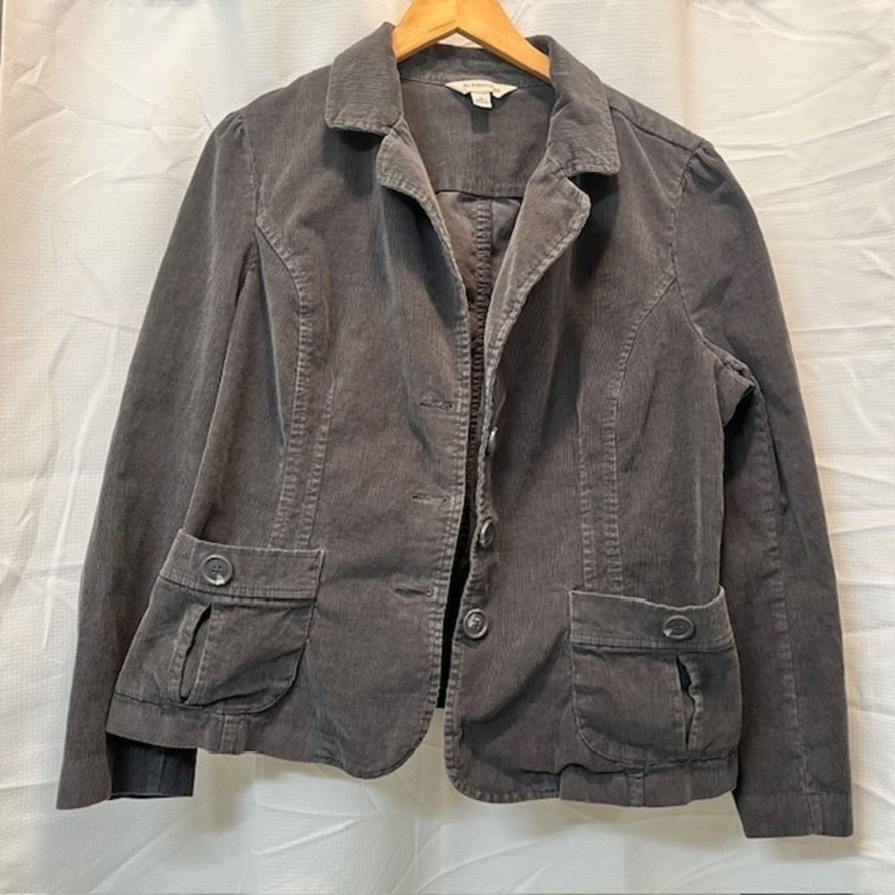 St. John's Bay Dark Gray Corduroy Women's Blazer Jacket Size XL 3 Button Pockets